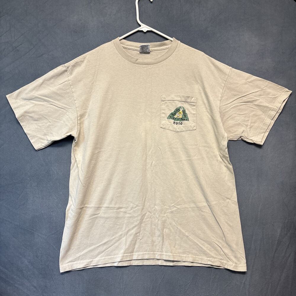 Vintage 90's Jensen Activewear Pocket T-Shirt Beige XL Made in USA Safety / PPE